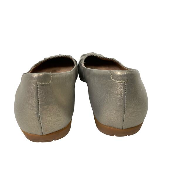 Abeo | NARROW Taylin Neutral Gold Shimmer Metallic Leather Comfort Flats - Picture 5 of 9
